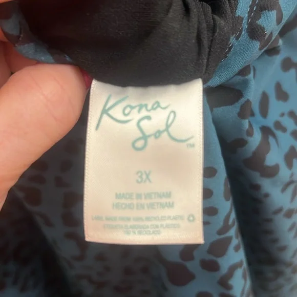 Kona sol tankini dark teal cheetah print 3x barely worn - Picture 7 of 8